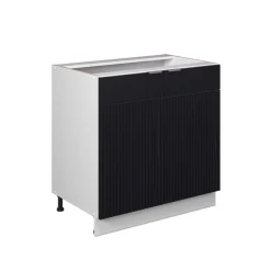 Vicco Spülenunterschrank "Fame-Line", Schwarz gestreift, 80 cm mit Regal, ohne Arbeitsplatte