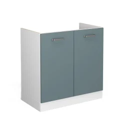 Vicco Spülenunterschrank "R-Line", Blau-Grau/Weiß, 80 cm ohne Arbeitsplatte