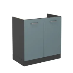 Vicco Spülenunterschrank "R-Line", Blau-Grau/Anthrazit, 80 cm ohne Arbeitsplatte
