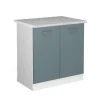 Vicco Spülenunterschrank R-Line, Küchenunterschrank für die Spüle, Blau-Grau/Weiß, 80 cm, AP Marmor