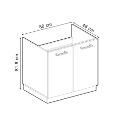 Vicco Spülenunterschrank R-Line, Küchenunterschrank für die Spüle, Blau-Grau/Weiß, 80 cm, AP Marmor