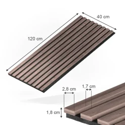 Vicco Wandpaneele "Akustikpaneel", Nussbaum/Braun, 8 Stück