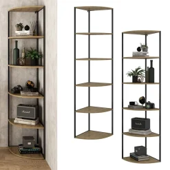 Vicco Wandregal Fyrk, Bücherregal, Eiche/Schwarz, 40 x 180 cm 5 Ebenen