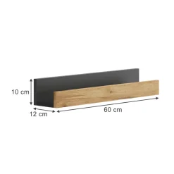 Vicco Wandregal "Tomy", Anthrazit/Goldkraft Eiche, 60 x 10 cm 2er Set