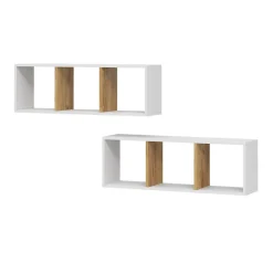 Vicco Wandregal "Tomy", Weiß/Goldkraft Eiche, 90 x 30 cm 2er Set