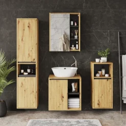 Vicco Waschbeckenunterschrank Artisan/Grau Viola 60x60x46 cm - Unterschrank für das Badezimmer, Leichte Reinigung des Bodens dank wandhängender Montage