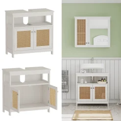 Vicco Waschbeckenunterschrank Weiß Rosario 60x60x30 cm - Unterschrank für das Badezimmer, Viel Stauraum oben und unten