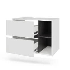 Vicco Waschbeckenunterschrank Weiß/Grau Viola 80x60x46 cm - Unterschrank für das Badezimmer, Leichte Reinigung des Bodens dank wandhängender Montage