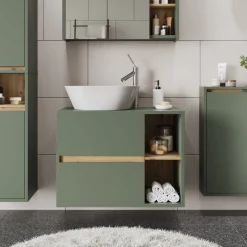 Vicco Waschbeckenunterschrank Grün/Artisan Viola 80x60x46 cm - Unterschrank für das Badezimmer, Leichte Reinigung des Bodens dank wandhängender Montage