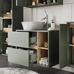 Vicco Waschbeckenunterschrank Grün/Artisan Viola 80x60x46 cm - Unterschrank für das Badezimmer, Leichte Reinigung des Bodens dank wandhängender Montage