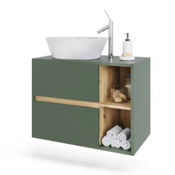 Vicco Waschbeckenunterschrank Grün/Artisan Viola 80x60x46 cm - Unterschrank für das Badezimmer, Leichte Reinigung des Bodens dank wandhängender Montage