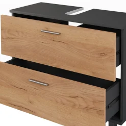 Vicco Waschbeckenunterschrank Goldkraft Eiche/Anthrazit Ilias 80x61x33 cm - Unterschrank für das Badezimmer, Übersichtliche Aufbewahrung durch großzügige Schublade