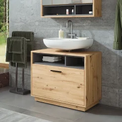 Vicco Waschbeckenunterschrank Artisan Eiche/Anthrazit Beatrice 80x85x35 cm - Unterschrank, Zusätzlicher Stauraum direkt unter dem Waschbecken