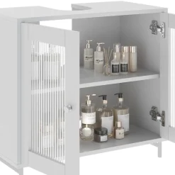 Vicco Waschbeckenunterschrank Weiß Malte 60x58x30 cm - Unterschrank für das Badezimmer, Unterstützt eine strukturierte Organisation im Alltag