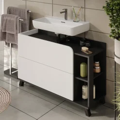 Vicco Waschbeckenunterschrank Anthrazit/Weiß Karen 100x65x35 cm - Unterschrank für das Badezimmer, Übersichtliche Aufbewahrung durch großzügige Schublade