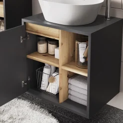 Vicco Waschbeckenunterschrank Grau/Artisan Viola 60x60x46 cm - Unterschrank für das Badezimmer, Leichte Reinigung des Bodens dank wandhängender Montage