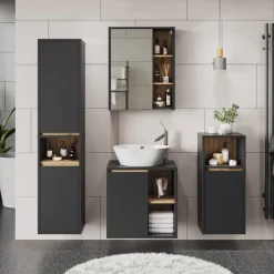 Vicco Waschbeckenunterschrank Grau/Artisan Viola 60x60x46 cm - Unterschrank für das Badezimmer, Leichte Reinigung des Bodens dank wandhängender Montage