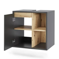 Vicco Waschbeckenunterschrank Grau/Artisan Viola 60x60x46 cm - Unterschrank für das Badezimmer, Leichte Reinigung des Bodens dank wandhängender Montage