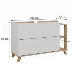 Vicco Waschbeckenunterschrank Sonoma/Weiß Karen 100x65x35 cm - Unterschrank für das Badezimmer, Übersichtliche Aufbewahrung durch großzügige Schublade