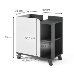 Vicco Waschbeckenunterschrank Anthrazit/Weiß Karen 60x65x35 cm - Unterschrank für das Badezimmer, Grifflose Fronten für eine moderne Optik