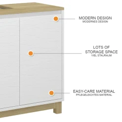 Vicco Waschbeckenunterschrank Weiß Livia 60x60x30 cm - Unterschrank für das Badezimmer, Nutzt den Raum über der Toilette clever aus