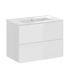 Vicco Waschbeckenunterschrank Weiß Izan, bestehend aus Waschbeckenunterschrank, Waschbecken - Mehr Stauraum ohne Bodenfläche zu nutzen