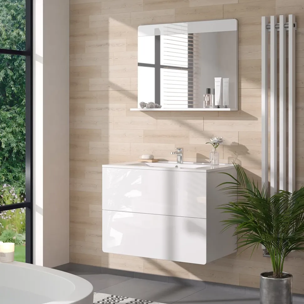 Vicco Waschbeckenunterschrank Weiß Izan, bestehend aus Waschbeckenunterschrank, Waschbecken - Mehr Stauraum ohne Bodenfläche zu nutzen