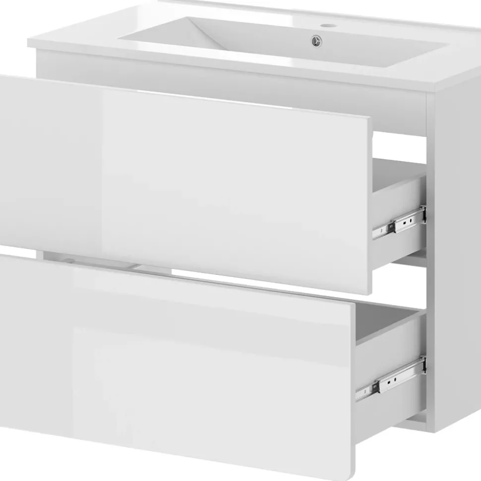 Vicco Waschbeckenunterschrank Weiß Izan, bestehend aus Waschbeckenunterschrank, Waschbecken - Mehr Stauraum ohne Bodenfläche zu nutzen