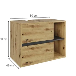 Vicco Waschbeckenunterschrank Artisan/Grau Viola 80x60x46 cm - Unterschrank für das Badezimmer, Leichte Reinigung des Bodens dank wandhängender Montage