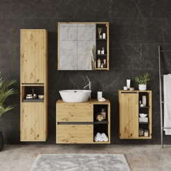 Vicco Waschbeckenunterschrank Artisan/Grau Viola 80x60x46 cm - Unterschrank für das Badezimmer, Leichte Reinigung des Bodens dank wandhängender Montage