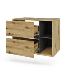 Vicco Waschbeckenunterschrank Artisan/Grau Viola 80x60x46 cm - Unterschrank für das Badezimmer, Leichte Reinigung des Bodens dank wandhängender Montage