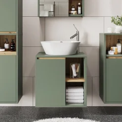 Vicco Waschbeckenunterschrank Grün/Artisan Viola 60x60x46 cm - Unterschrank für das Badezimmer, Leichte Reinigung des Bodens dank wandhängender Montage