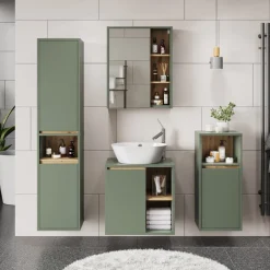 Vicco Waschbeckenunterschrank Grün/Artisan Viola 60x60x46 cm - Unterschrank für das Badezimmer, Leichte Reinigung des Bodens dank wandhängender Montage