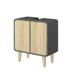 Vicco Waschbeckenunterschrank Anthrazit/Eiche Arla 60x61x30 cm - Unterschrank für das Badezimmer, Viel Stauraum für Handtücher, Kosmetik & Pflegeprodukte