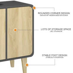 Vicco Waschbeckenunterschrank Anthrazit/Eiche Arla 60x61x30 cm - Unterschrank für das Badezimmer, Viel Stauraum für Handtücher, Kosmetik & Pflegeprodukte