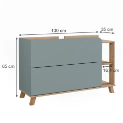 Vicco Waschbeckenunterschrank Sonoma/Blau Karen 100x65x35 cm - Unterschrank für das Badezimmer, Übersichtliche Aufbewahrung durch großzügige Schublade