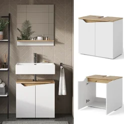 Vicco Waschbeckenunterschrank Weiß Marelle 60x58x35 cm - Unterschrank für das Badezimmer, Grifflose Fronten für eine moderne Optik