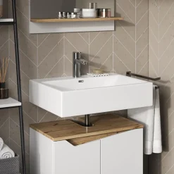 Vicco Waschbeckenunterschrank Weiß Marelle 60x58x35 cm - Unterschrank für das Badezimmer, Grifflose Fronten für eine moderne Optik