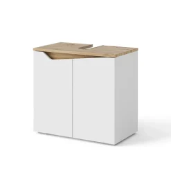 Vicco Waschbeckenunterschrank Weiß Marelle 60x58x35 cm - Unterschrank für das Badezimmer, Grifflose Fronten für eine moderne Optik