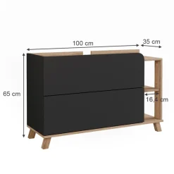 Vicco Waschbeckenunterschrank Sonoma/Anthrazit Karen 100x65x35 cm - Unterschrank für das Badezimmer, Übersichtliche Aufbewahrung durch großzügige Schublade
