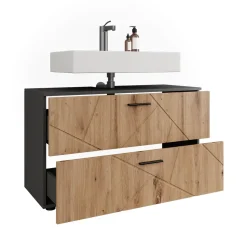 Vicco Waschbeckenunterschrank Anthrazit/Artisan Irma 100x61x41 cm - Unterschrank für das Badezimmer, Zusätzlicher Stauraum direkt unter dem Waschbecken