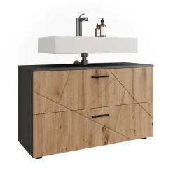 Vicco Waschbeckenunterschrank Anthrazit/Artisan Irma 100x61x41 cm - Unterschrank für das Badezimmer, Zusätzlicher Stauraum direkt unter dem Waschbecken