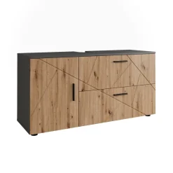 Vicco Waschbeckenunterschrank Anthrazit/Artisan Irma 120x61x41 cm - Unterschrank für das Badezimmer, Zusätzlicher Stauraum direkt unter dem Waschbecken