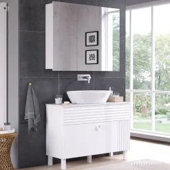 Vicco Waschbeckenunterschrank Weiß Sola 100x72x37 cm - Unterschrank für das Badezimmer, Viel Stauraum oben und unten