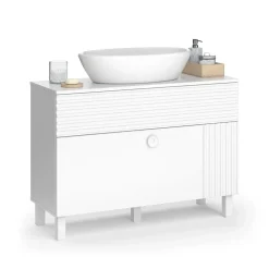 Vicco Waschbeckenunterschrank Weiß Sola 100x72x37 cm - Unterschrank für das Badezimmer, Viel Stauraum oben und unten