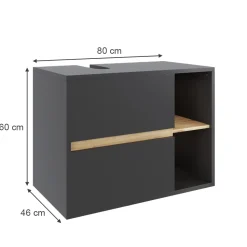 Vicco Waschbeckenunterschrank Grau/Artisan Viola 80x60x46 cm - Unterschrank für das Badezimmer, Leichte Reinigung des Bodens dank wandhängender Montage