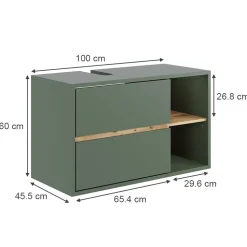 Vicco Waschbeckenunterschrank Grün/Artisan Viola 100x60x46 cm - Unterschrank für das Badezimmer, Leichte Reinigung des Bodens dank wandhängender Montage