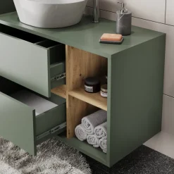 Vicco Waschbeckenunterschrank Grün/Artisan Viola 100x60x46 cm - Unterschrank für das Badezimmer, Leichte Reinigung des Bodens dank wandhängender Montage