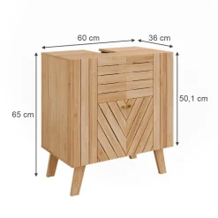 Vicco Waschbeckenunterschrank Bambus Lucie 60x65x36 cm - Unterschrank für das Badezimmer, Kombination aus offenen Fächern und Türen für flexible Nutzung