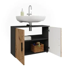 Vicco Waschtischunterschrank Anthrazit/Artisan Irma 80x59x30 cm - Unterschrank für das Badezimmer, Zusätzlicher Stauraum direkt unter dem Waschbecken